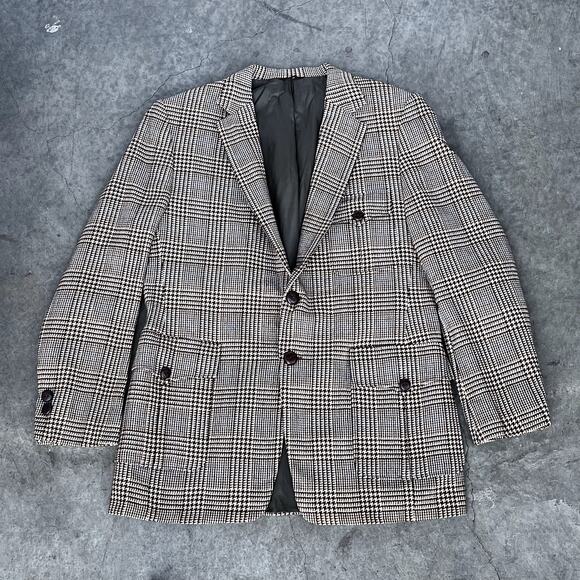 Malibu Clothes Men's Vintage Cashmere Houndstooth Sport Coat, Made In USA - Picture 2 of 12